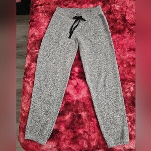 Gray Knit Joggers with Black Drawstring